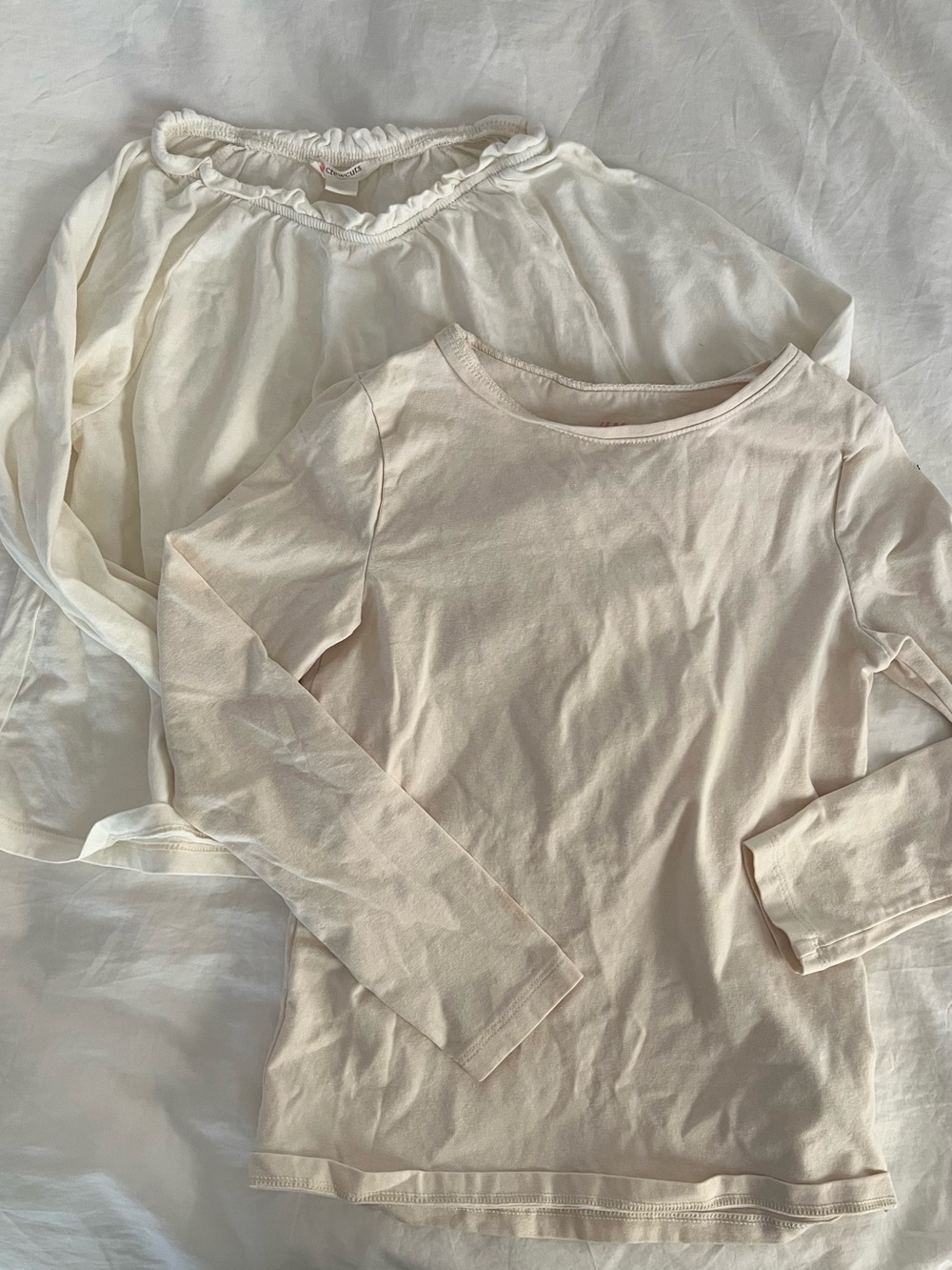 Crewcuts & HM Long Sleeve Tops in Cream and Off-White, sz 6-7